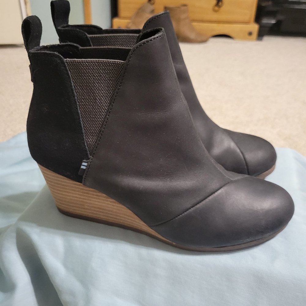 TOMS brand wedge booties